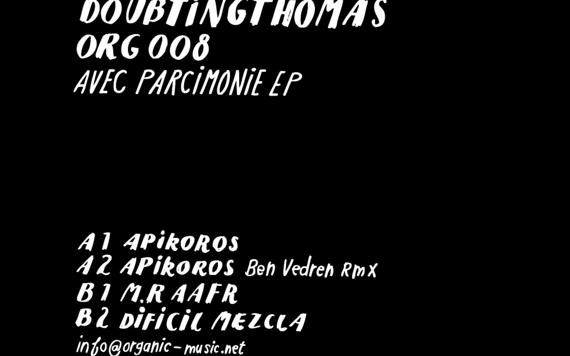 DOUBTINGTHOMAS – AVEC PARCIMONIE EP